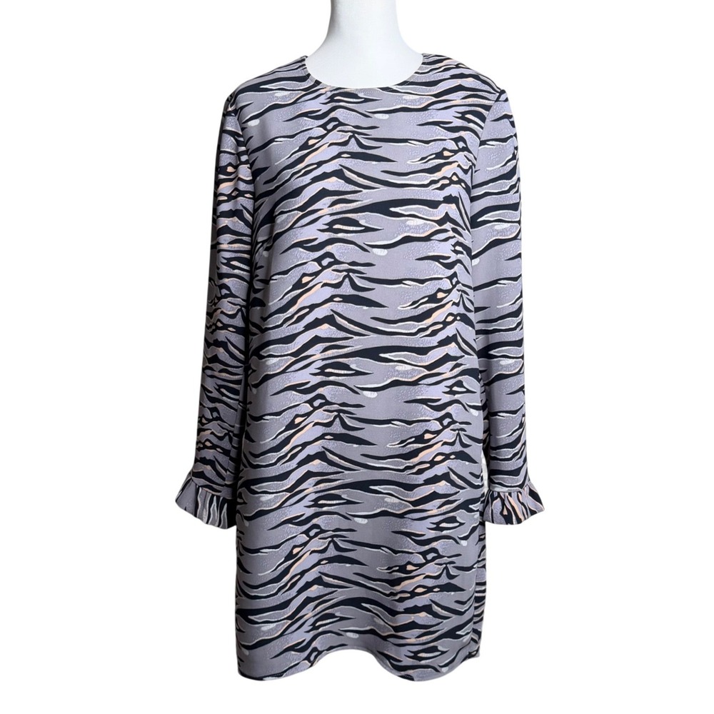 Alice & Trixie Tiger Stripe Shift Dress Ruffle Cuff Sleeve Gay Sz L